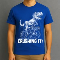 Funny Crushing It T Rex Dinosaur In Monster Truck T-Shirt