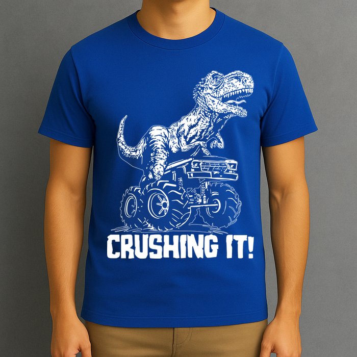 Funny Crushing It T Rex Dinosaur In Monster Truck T-Shirt