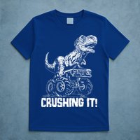 Funny Crushing It T Rex Dinosaur In Monster Truck T-Shirt