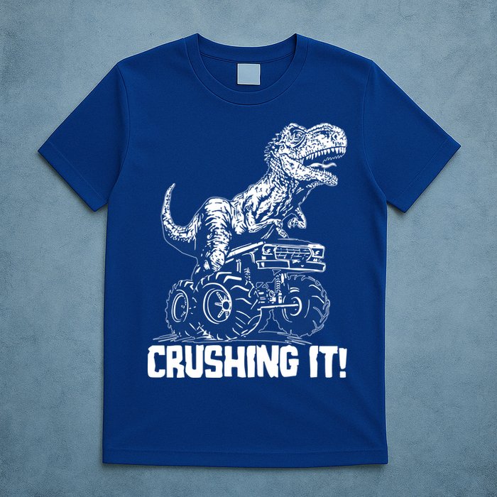 Funny Crushing It T Rex Dinosaur In Monster Truck T-Shirt