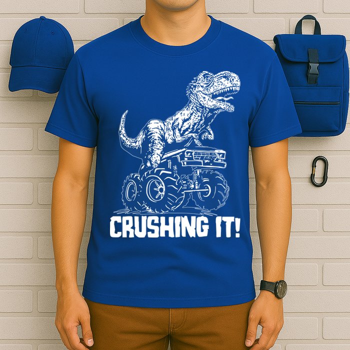 Funny Crushing It T Rex Dinosaur In Monster Truck T-Shirt