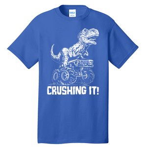 Funny Crushing It T Rex Dinosaur In Monster Truck Tall T-Shirt