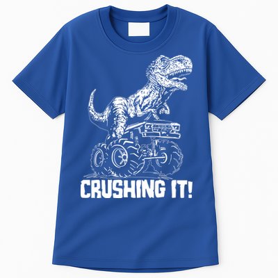Funny Crushing It T Rex Dinosaur In Monster Truck Tall T-Shirt