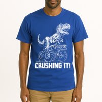 Funny Crushing It T Rex Dinosaur In Monster Truck Tall T-Shirt