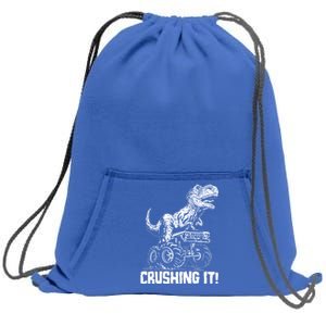 Funny Crushing It T Rex Dinosaur In Monster Truck Sweatshirt Cinch Pack Bag