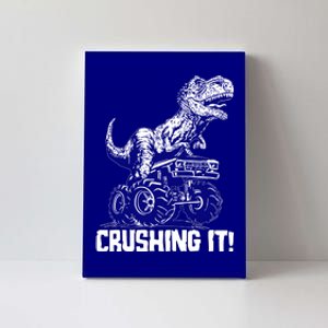 Funny Crushing It T Rex Dinosaur In Monster Truck Canvas