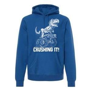 Funny Crushing It T Rex Dinosaur In Monster Truck Premium Hoodie