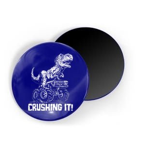 Funny Crushing It T Rex Dinosaur In Monster Truck Magnet