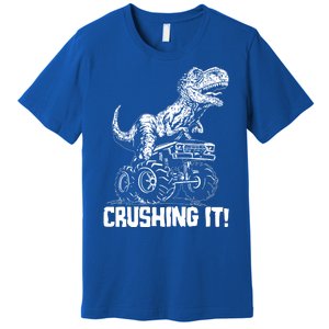 Funny Crushing It T Rex Dinosaur In Monster Truck Premium T-Shirt