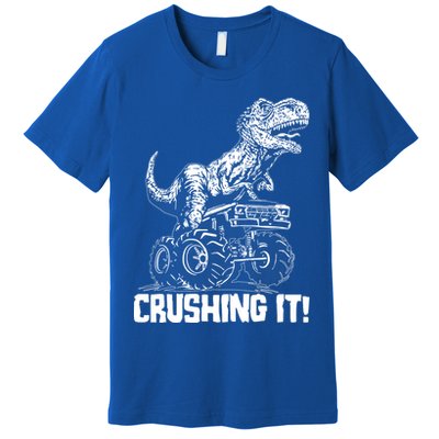 Funny Crushing It T Rex Dinosaur In Monster Truck Premium T-Shirt