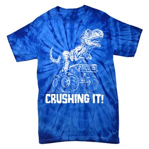 Funny Crushing It T Rex Dinosaur In Monster Truck Tie-Dye T-Shirt