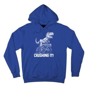 Funny Crushing It T Rex Dinosaur In Monster Truck Tall Hoodie