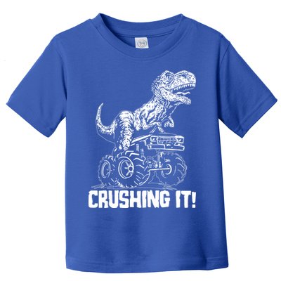 Funny Crushing It T Rex Dinosaur In Monster Truck Toddler T-Shirt