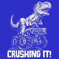 Funny Crushing It T Rex Dinosaur In Monster Truck Short Acrylic Beanie