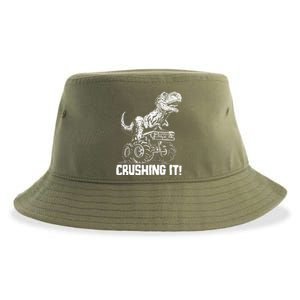 Funny Crushing It T Rex Dinosaur In Monster Truck Sustainable Bucket Hat