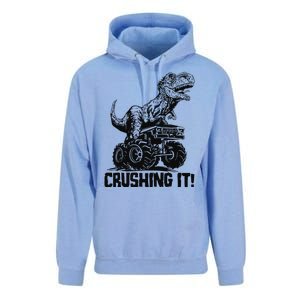 Funny Crushing It T Rex Dinosaur In Monster Truck Unisex Surf Hoodie