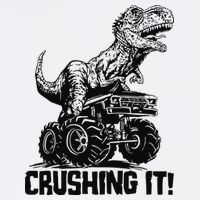Funny Crushing It T Rex Dinosaur In Monster Truck Garment-Dyed Sweatshirt