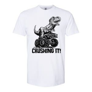 Funny Crushing It T Rex Dinosaur In Monster Truck Softstyle CVC T-Shirt