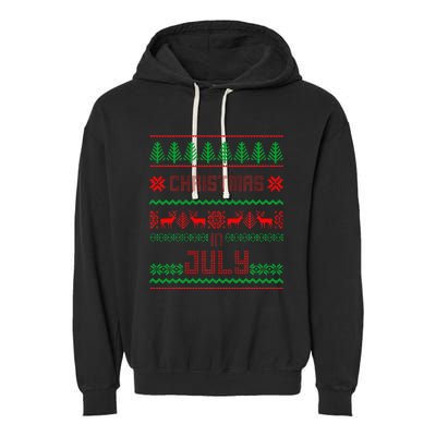 Funny Christmas in July Summer Ugly Sweater Santa Xmas Garment-Dyed Fleece Hoodie