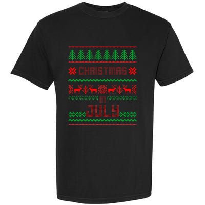 Funny Christmas in July Summer Ugly Sweater Santa Xmas Garment-Dyed Heavyweight T-Shirt