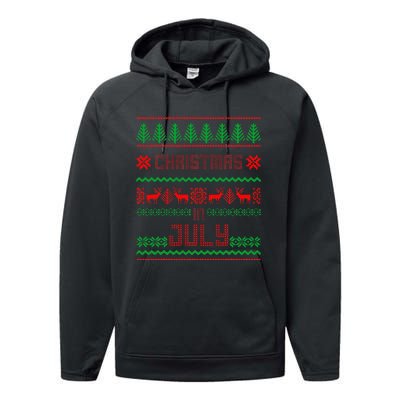 Funny Christmas in July Summer Ugly Sweater Santa Xmas Performance Fleece Hoodie