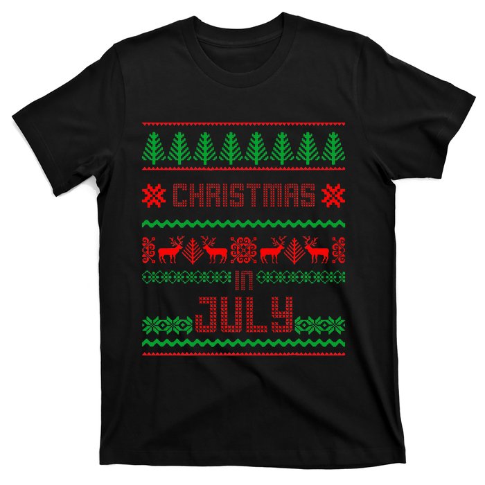 Funny Christmas in July Summer Ugly Sweater Santa Xmas T-Shirt