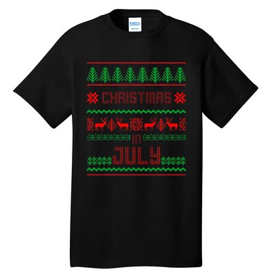 Funny Christmas in July Summer Ugly Sweater Santa Xmas Tall T-Shirt