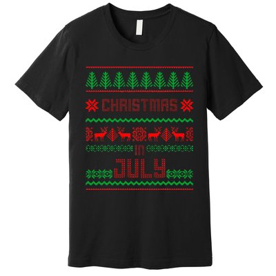 Funny Christmas in July Summer Ugly Sweater Santa Xmas Premium T-Shirt