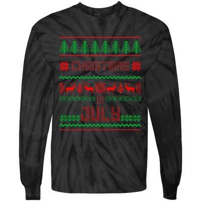 Funny Christmas in July Summer Ugly Sweater Santa Xmas Tie-Dye Long Sleeve Shirt