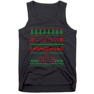 Funny Christmas in July Summer Ugly Sweater Santa Xmas Tank Top