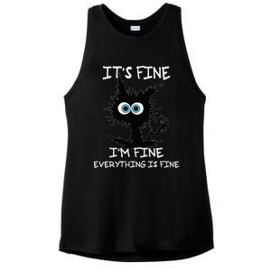 Funny cat It's Fine I'm Fine Everything Is Fine cat kitty Ladies PosiCharge Tri-Blend Wicking Tank