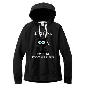 Funny cat It's Fine I'm Fine Everything Is Fine cat kitty Women's Fleece Hoodie