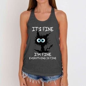 Funny cat It's Fine I'm Fine Everything Is Fine cat kitty Women's Knotted Racerback Tank