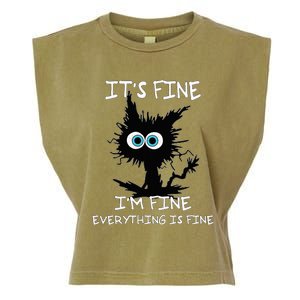 Funny cat It's Fine I'm Fine Everything Is Fine cat kitty Garment-Dyed Women's Muscle Tee