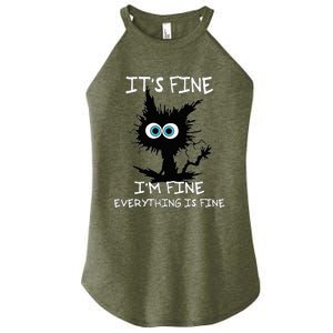 Funny cat It's Fine I'm Fine Everything Is Fine cat kitty Women's Perfect Tri Rocker Tank