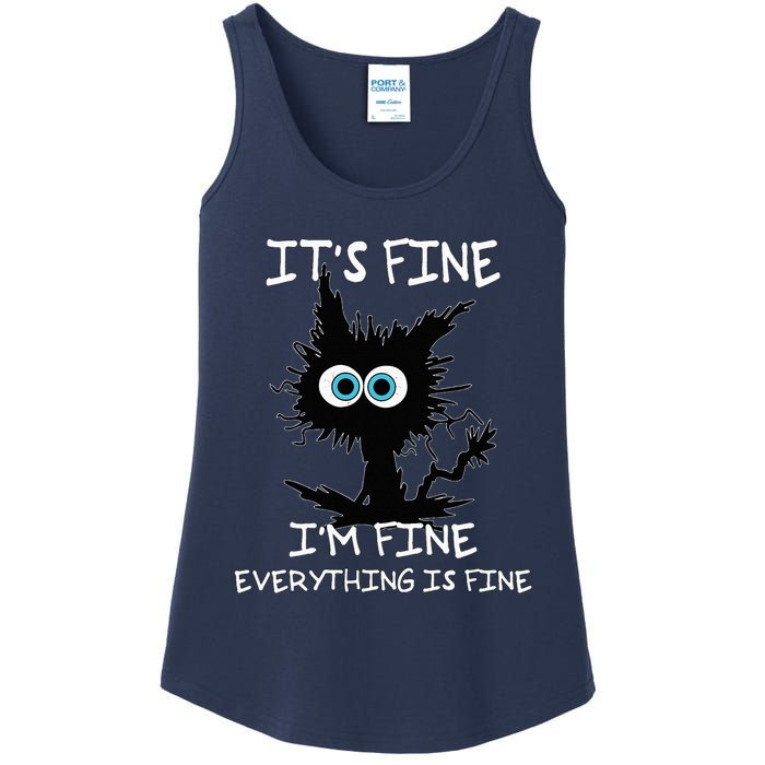 Funny cat It's Fine I'm Fine Everything Is Fine cat kitty Ladies Essential Tank