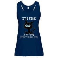 Funny cat It's Fine I'm Fine Everything Is Fine cat kitty Ladies Essential Flowy Tank