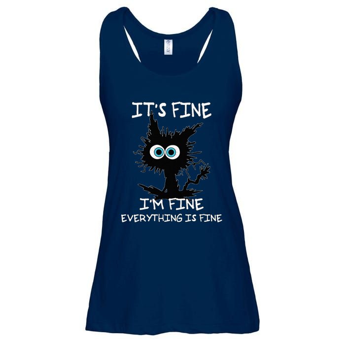 Funny cat It's Fine I'm Fine Everything Is Fine cat kitty Ladies Essential Flowy Tank