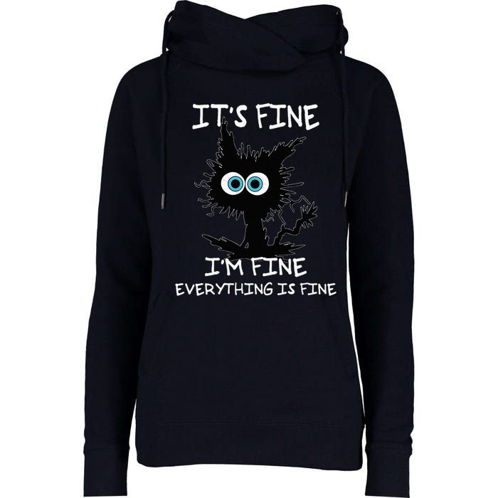 Funny cat It's Fine I'm Fine Everything Is Fine cat kitty Womens Funnel Neck Pullover Hood