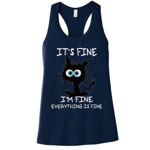 Funny cat It's Fine I'm Fine Everything Is Fine cat kitty Women's Racerback Tank