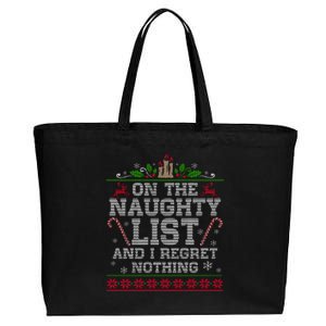 Funny Christmas I'm On The Naughty List And I Regret Nothing Cotton Canvas Jumbo Tote