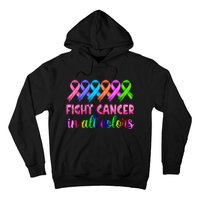 Fight Cancer In All Color Feather Breast Cancer Awareness Hoodie