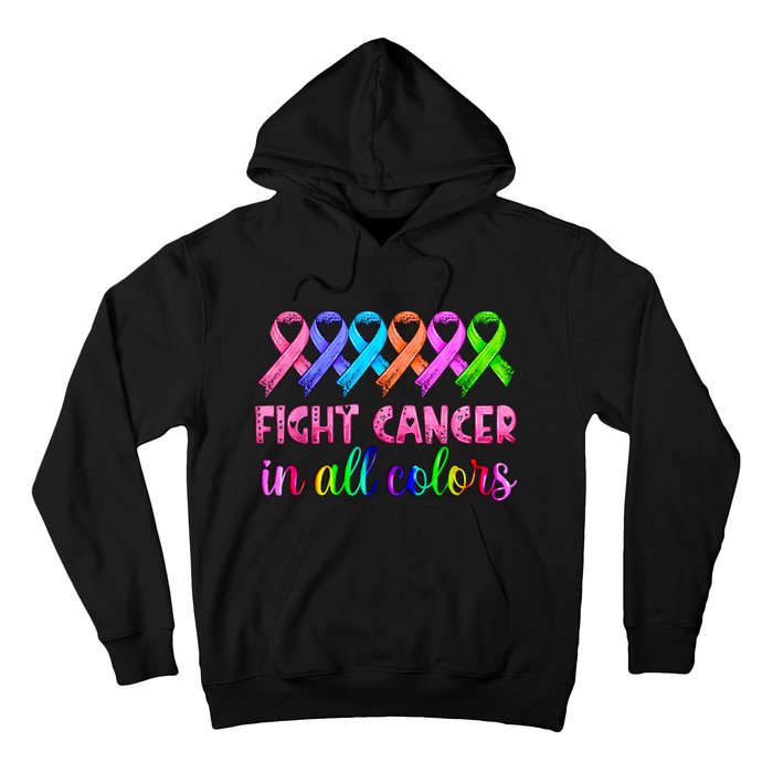 Fight Cancer In All Color Feather Breast Cancer Awareness Hoodie