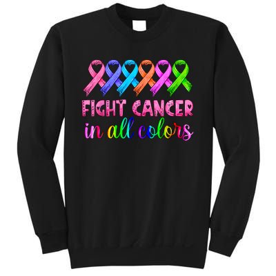 Fight Cancer In All Color Feather Breast Cancer Awareness Sweatshirt