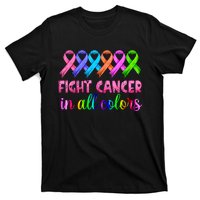 Fight Cancer In All Color Feather Breast Cancer Awareness T-Shirt