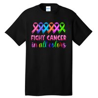 Fight Cancer In All Color Feather Breast Cancer Awareness Tall T-Shirt