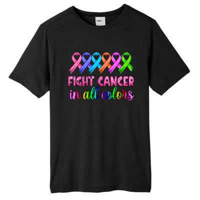 Fight Cancer In All Color Feather Breast Cancer Awareness Tall Fusion ChromaSoft Performance T-Shirt