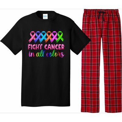 Fight Cancer In All Color Feather Breast Cancer Awareness Pajama Set