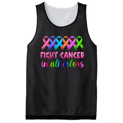 Fight Cancer In All Color Feather Breast Cancer Awareness Mesh Reversible Basketball Jersey Tank