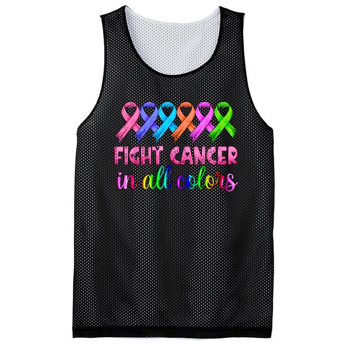 Fight Cancer In All Color Feather Breast Cancer Awareness Mesh Reversible Basketball Jersey Tank